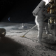 Concept image showing an Artemis astronaut stepping onto the lunar surface.